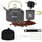 Alocs 2.3L Camping Coffee Pot Outdoor Coffee Maker Set, Hard Anodized Aluminum Camping Kettle with Pour Over Coffee Kit, 12oz Mug & Precision Spout, Portable Backpacking Gear for Campfire & Gas Stove