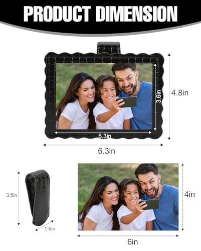 COOLYOUTH 2Pcs Car Picture Frame Car Visor Clip Picture Holders Leather Magnetic Photo Frames with Clip (2, Leather-Black) - color: Leather-Black