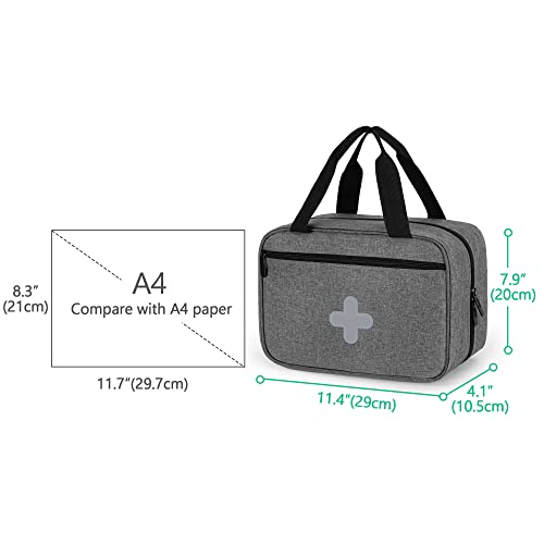 CURMIO Small First Aid Bag, Empty Emergency Trauma Kit Organizer Bag for Hiking, Camping, Car, Travel, Home and Outdoor, Gray, BAG ONLY, Patent Pending - color: Gray