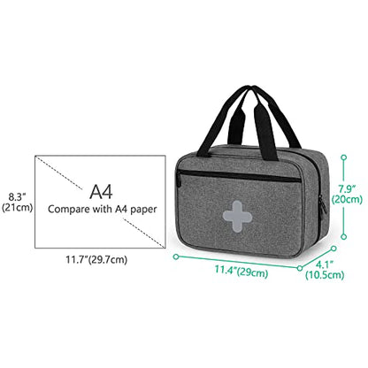 CURMIO Small First Aid Bag, Empty Emergency Trauma Kit Organizer Bag for Hiking, Camping, Car, Travel, Home and Outdoor, Gray, BAG ONLY, Patent Pending - color: Gray