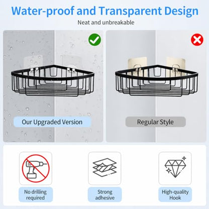 Elegant Shower Caddy Adhesive Replacement, 6 PCS Strong Waterproof Adhesive Hooks and Strips for Shower Shelf and Bathroom Storage Shelves, No Drilling Also Fit Kitchen Rack - color: Transparent-6 Pack