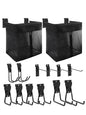 AZUNO 14 PCS Slatwall Accessories Kit - 2 Pack Large Mesh Slatwall Baskets with Front Zipper & 12 Pack Heavy Duty Slat Wall Hooks, Garage Storage & Organizer for Sports Gear, Toys, Tools - size: 2 Mesh Baskets+12 Hooks