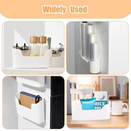 4Pcs Kitchen Cabinet Door Organizer, Adhesive Mount Inside Cabinet Door Storage, Under Sink Hanging Storage Basket for Kitchen Bathroom RV Office Garage Craft Room(White)
