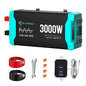 3000W Pure Sine Wave Inverter Peak 6000w 12V DC to 120V AC for RV, Truck, Off-Grid, Home, Solar Car Power Inverter with Dual AC Hardwire Port, 20A Socket, 5V 2.1A USB - size: Pure sine 3000W