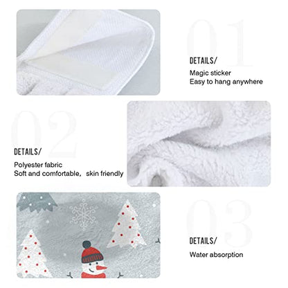 Vnurnrn Hand Towels for Kitchen 2 Pcs Hanging Kitchen Towels Set，Christmas Snowman Christmas Tree Soft Absorbent Tea Bar Dish Cloths Bath Towel for Bathroom Laundry Room - color: Christmas Snowman Christmas Tree