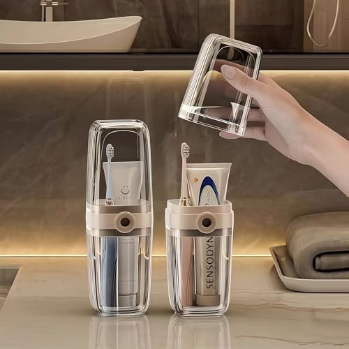 Toothbrush Travel Case Portable Clear Grey Toothbrush Holders with Cover, Leakproof Toothbrush & Toothpaste Holder for Traveling School Camping Business Trip Bathroom - color: 1 Pc-clear Coffee