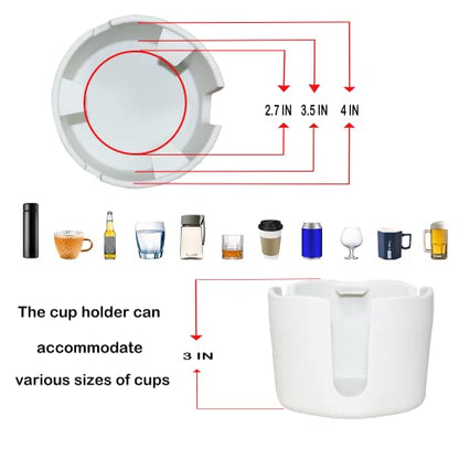 Anti-Spill Cup Holder, FINTHECH Desk Cup Holder,Silicone Suction Cup Holder for Smooth Flat Desk，Holds Cups (White). - color: White