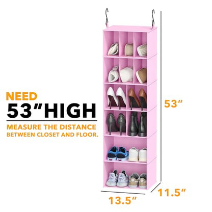 SpaceAid 2 Pack Hanging Closet Organizer and Storage with Dividers, 24 Compartments Hanging Shoe Shelves for Closet, Wardrobe, RV, Garment Rack - Pink - color: Pink