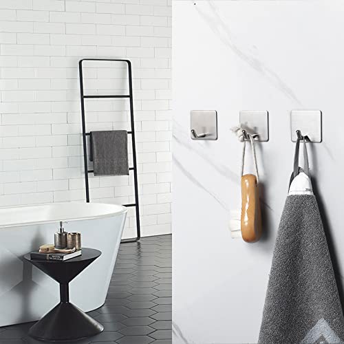 NearMoon Adhesive Hooks- Heavy Duty Bath Wall Hooks Waterproof Stainless Steel Towel Hangers Stick on Wall Clothes Holders for Bathroom Kitchen Home, 5 Pack (Brushed Nickel) - color: Brushed Nickel