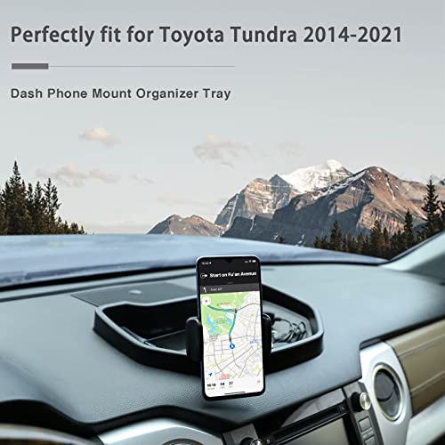 Black ABS Car Center Console Dash Table Storage Tray Fit for Toyota Tundra 2014-2021 Instrument Organizer 360° Rotating Phone Holder Cradle Accessories (with Mobile Phone Holder) - style: With Mobile Phone Holder