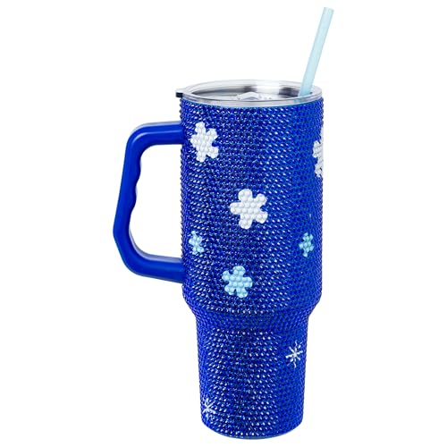Silver Buffalo Lilo and Stitch Make Some Waves Wink Face Stitch 40oz Stainless Steel Rhinestone Tumbler - color: Lilo and Stitch Make Some Waves