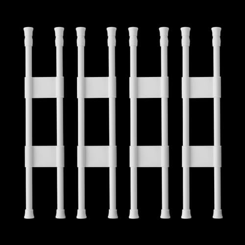 4 Sets Double RV Refrigerator Bars, 15.8-27.6 Inches Non-Slip Adjustable RV Fridge Tension Rods, for Camper Refrigerator, Kitchen, Bookshelf, Cupboard-White