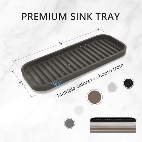 Gosmol Silicone Sponge Holder Kitchen Sink Organizer Tray Dish Caddy Soap Dispenser, Scrubber Spoon Holder,Dishwashing Accessories 2 Pack (Brown) - color: Brown