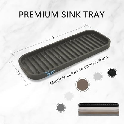Gosmol Silicone Sponge Holder Kitchen Sink Organizer Tray Dish Caddy Soap Dispenser, Scrubber Spoon Holder,Dishwashing Accessories 2 Pack (Brown) - color: Brown