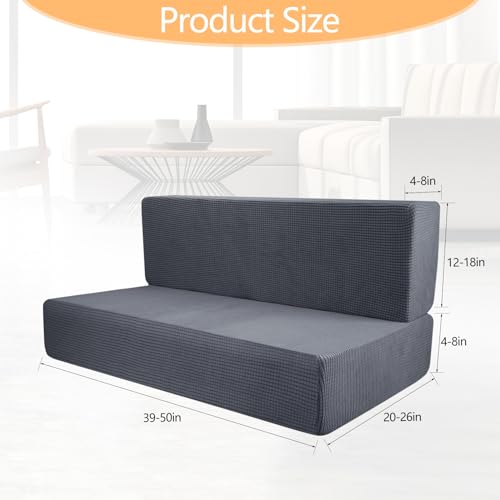 Grey RV Dinette Cushion Cover,Washable Elastic Cushion Slipcovers Stretchable RV Sofa Cover-Loveseat Sofa Furniture Protector for RV Camper Car Bench Seats, Backrest Cover Bench Cover