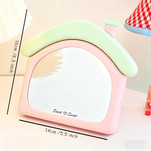 Cute House-Shaped Makeup Mirror for Desk Dresser, Small Mirror for Bedroom,Living Room Office Decor Home Decorations