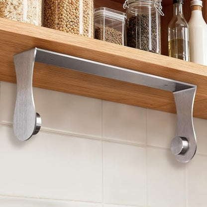 Paper Towel Holder Under Cabinet, Stainless Steel, Adhesive or Screw Mount, Fits Standard & Mega Rolls, Wall Mount Rack for Kitchen, Bathroom, RV, Silver - color: Silver