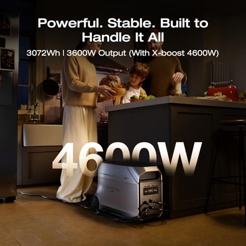 EF ECOFLOW DELTA 3 Ultra Plus Portable Power Station with 2X220W Solar Panel, 3072Wh LiFePO4 Battery, 3600W (7200W Surge) Output, Expandable to 11kWh, Reliable Home Battery Backup & Camping - style: DELTA 3 Ultra Plus+2*220W Solar Panel
