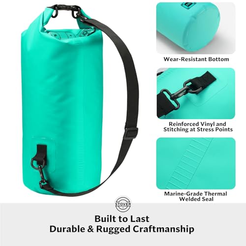 STOVER 5/10/25/30/40/55L Waterproof Dry Bag- Roll-Top Backpack w/Phone Case- Kayaking, Hiking, Camping, Boating- Men/Women - color: 10l Teal, size: 10L