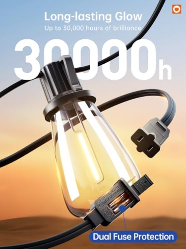 addlon 25FT LED Outdoor String Lights, Waterproof with 8+1 LED Shatterproof Bulbs (Non-Solar) Patio Light, Connectable & Waterproof Hanging Outdoor for Camping Backyard Bistro Porch