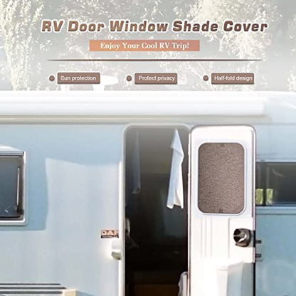 RV Door Window Shade Cover, Sun Blackout Fabric for Camper Privacy Entrance (16 x 25 inch)- Brown - color: Brown