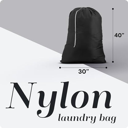 Nylon XL Laundry Bag, Large Capacity with Locking Drawstring, Machine Washable, Fits Laundry Baskets or Hampers, Holds 2 Loads of Clothes (Black, 30" x 40") - color: Black, size: 30" x 40"