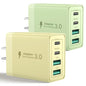 [2-Pack] USB C Charger Block, 4 in 1 iPhone Charger, PD 3.0 40W Charging Blocks, QC 2A USB Wall Charger for iPhone 17 16 15 14 13 12 Pro Max, iPad - color: Yellow + Green