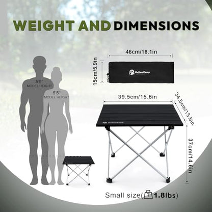 MellowCamp Camping Side Table, Ultralight Aluminum Folding Table, Small Compact Portable Ideal for Camping, Hiking, Beach, Outdoor Cooking, Picnics (Black, Small) - size: Small -13.6x15.6x14.6 in