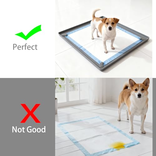 Pee Pad Holder for Dogs,Portable Silicone Pet Pad Holder 24" x 24" Pee Pads, No Spill Raised Lip High Edge for Floor Protection, Leak-Proof Puppy pad Holder,Square Pee pad Tray