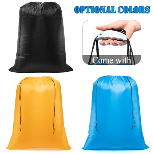2pack Extra Large Laundry Bag 55x43.3" + Silicone Tote Handle, Heavy Duty Oxford Dirty Clothes Travel Drawstring Bags Storage Sack, Easy fit Laundry Hamper and Basket (Machine Washable, Black) - color: 2 Black