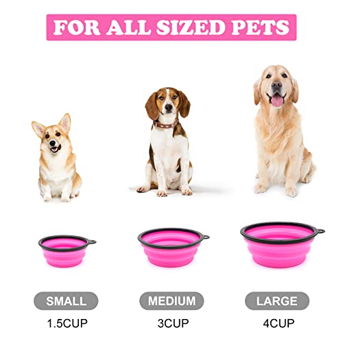 2-Pack Small Dog Travel Bowl, Collapsible Bowls for Dogs, Foldable Cat Water Bowl, Portable Pet Feeding Watering Traveling Dish (Pink & Light Blue) - color: Pink & Light Blue