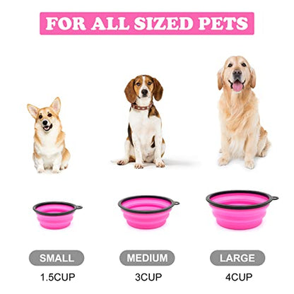 2-Pack Small Dog Travel Bowl, Collapsible Bowls for Dogs, Foldable Cat Water Bowl, Portable Pet Feeding Watering Traveling Dish (Pink & Light Blue) - color: Pink & Light Blue