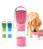 Portable Pet Water Bottle with Dispenser Bowl, 13.5 oz, Food-Grade Plastic, Manual Pressure Dispensing, Travel Water Bottle for Dogs and Cats (Pink) - color: Pink