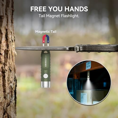 500 Lumens Rechargeable Keychain EDC Flashlight with Magnetic Base, Super Bright Mini Pocket Light with USB-C, IP66 Small Lightweight Flashlights for Camping, Emergency - color: Green-1pcs