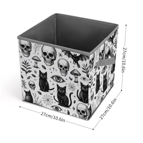 Skull Cat Bat Foldable Storage Box with Handle Organizer Containers for Home Office Clothes Office Supplies - color: style-4