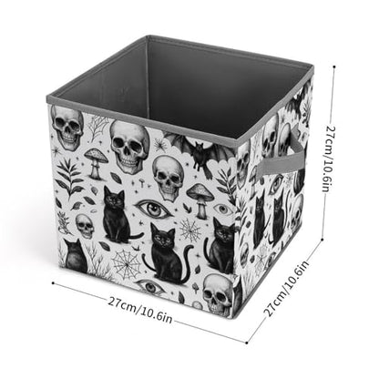 Skull Cat Bat Foldable Storage Box with Handle Organizer Containers for Home Office Clothes Office Supplies - color: style-4