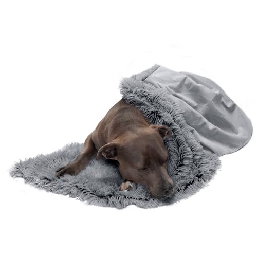 Furhaven Waterproof Throw Blanket for Dogs & Indoor Cats, Washable - Shaggy Plush Calming Long Faux Fur & Velvet Dog Blanket - Gray, Large - color: Gray, size: Large