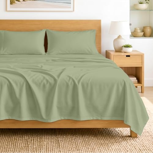SGI bedding 100% Egyptian Cotton Sheets King Size – 600 Thread Count Sheets Set Soft, Cooling, 15" Deep Pocket, Luxury Hotel Bedding, Breathable, Durable - Moss - color: 11 - Moss, size: King