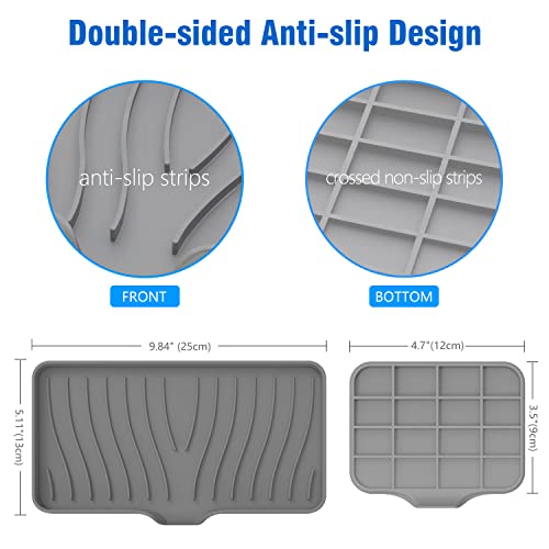 3-Pack Silicone Soap Dish, Sponge Holder for Sink, Kitchen Soap Tray, Bathroom Soap Holder, Sponge Tray with Drain (Grey) - color: Grey Style B