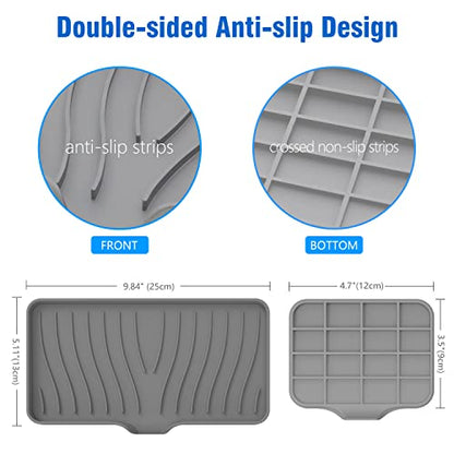 3-Pack Silicone Soap Dish, Sponge Holder for Sink, Kitchen Soap Tray, Bathroom Soap Holder, Sponge Tray with Drain (Grey) - color: Grey Style B