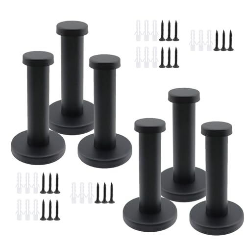 Wall Hooks Heavy Duty Coat Hooks Stainless Steel Clothes Hanger for Hanging Bathroom Towels Handbag Black 2.8-inch Length with 16mm Shank Dia - Pack of 6 - color: Black, size: 2.8" Length 16mm Shank