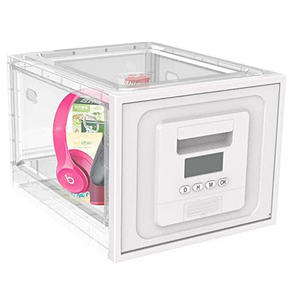 Time Lock Box for Food,Medicine Locker,Phone Jail Timer,PS5 Game Prison,Snacks Lockbox,Release Stress,Anxiety Relief,Gadget Gift | Combination Timed Locking Container | Kitchen Clear Lockable Safe Box - color: Clear Timer