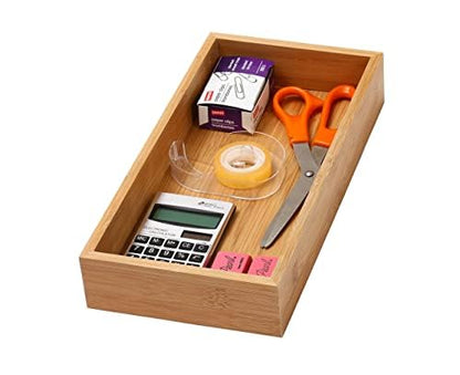 YBM HOME Bamboo Drawer Organizer Storage Box for Kitchen Drawer, Junk Drawer, Office, Bedroom, Children Room, Craft, Sewing, and Bathroom, 6x12x2 inch - size: 6x12x2 inch
