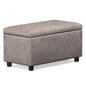 SIMPLIHOME Cosmopolitan Storage Ottoman - 34 inch Wide Upholstered Vegan Leather Rectangle Storage Ottoman Bench in Distressed Grey Taupe, Transitional Tufted Ottoman for Living Room with Lift-Up Lid - color: Distressed Grey
