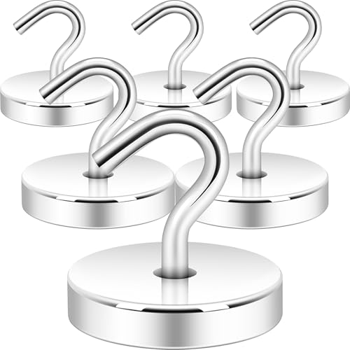 Neosmuk Magnetic Hooks Steel Tube Design for Cruise,130lb+ Silver,6 Pack | Cruise Ship Essentials,Heavy Duty Magnett Hooks for Cabins, Refrigerator, Grill, Hanging, and Travel Extra Strong Must-Haves - color: Silver, size: 120lb Magnetic Hooks
