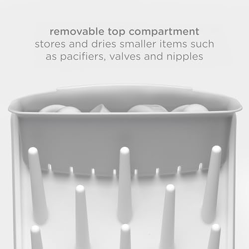 Ubbi Vertical Baby Bottle Drying Rack, Space Saving Countertop Bottle Dryer with Tray, Baby Bottle Organizer for Pump Parts, Pacifiers & Accessories, Dishwasher Safe, Gray - color: Gray Vertical Drying Rack