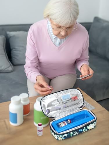YOUSHARES Peptide Vials Cooler Travel Case - TSA Approved Diabetic Insulin Vial Cooling Bag with Protective Ice Brick, Refrigerated Diabetes Supplies Organizer, GLP-1 Medication Storage - color: 01_camellia