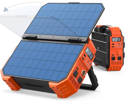 BLAVOR Portable Power Station 1600W (Peak 3200W), Built-in Solar Panel, 1024Wh LiFePO4 Battery, 100W USB-C Fast Charge, Solar Generator for Home Backup, Camping, Power Outages & RV - style: 1600W Orange