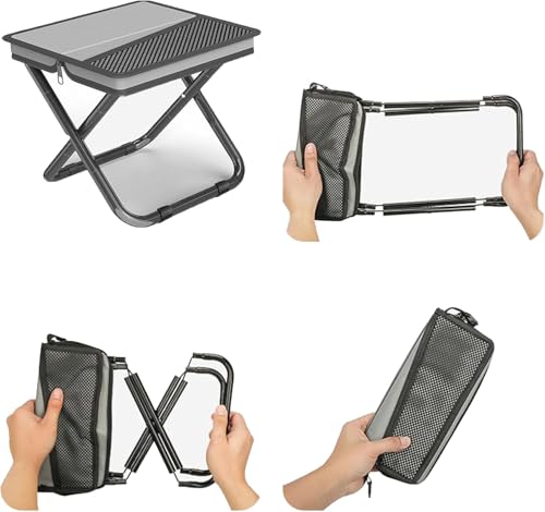 2-in-1 Collapsible Camping Stool & Sling Bag / 220LB Load Capacity Folding Portable Fishing Stool/Collapsible Stool for Camping, Hiking, Fishing, Gardening & Beach Outdoor Activities - color: Grey, size: Large