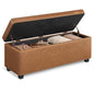 VASAGLE EKHO Collection - Storage Ottoman Bench, Entryway Bedroom Bench, 25 Gallons, Synthetic Leather with Stitching, Mid-Century Modern, Safety Hinges, Loads 660 lb, Caramel Brown ULOM075K01 - color: Caramel Brown, style: 25-Gallon Storage Bench